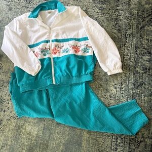Teddi Teal and White Floral Tracksuit